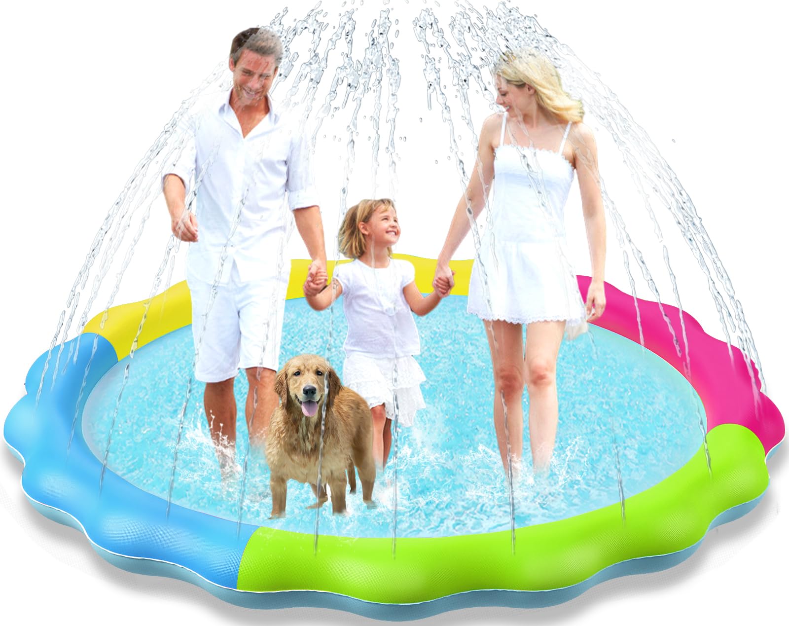 Jasonwell Kids Splash Pad setup with garden hose for quick cooling outdoors