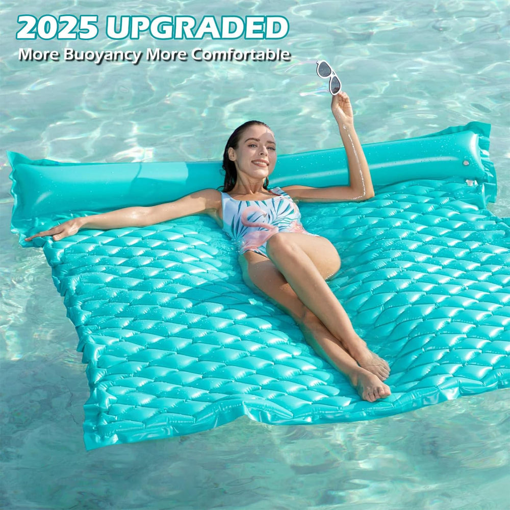 Jasonwell lake mat pillow chamber with built-in pillow for neck support while floating