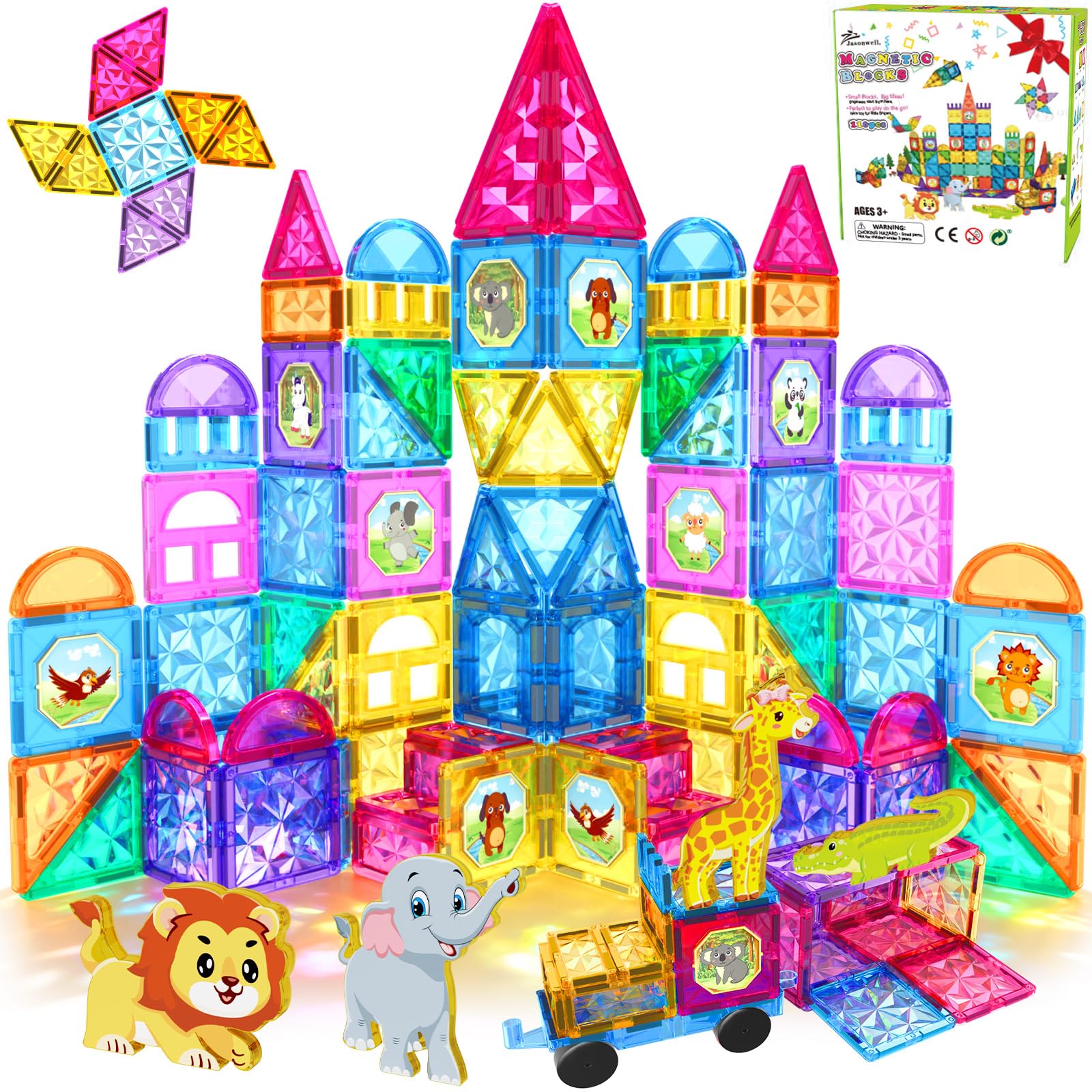 Jasonwell magnetic tiles animal figures spark imaginative play and storytelling.