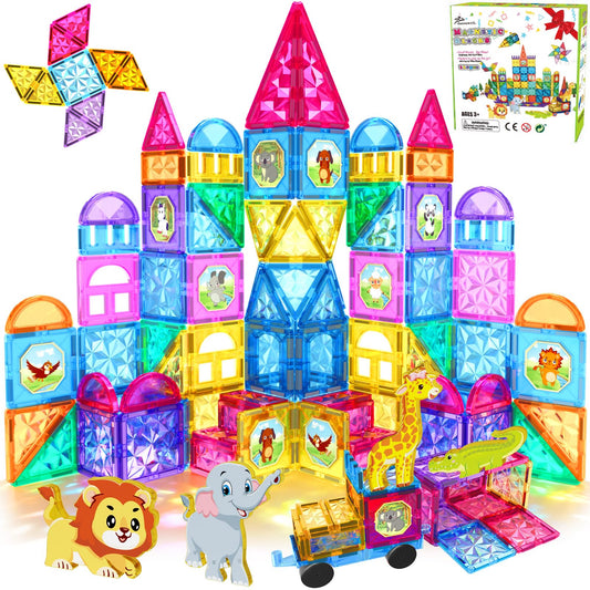 Jasonwell magnetic tiles animal figures spark imaginative play and storytelling.