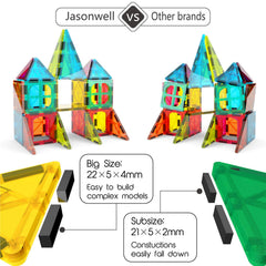 Jasonwell magnetic-tiles-assembly-play shows kids building together and sharing ideas.