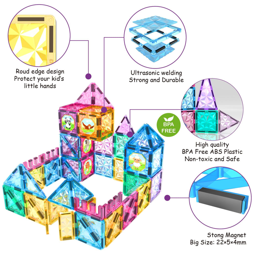 Jasonwell magnetic tiles diamond surface invites tactile creativity for building.
