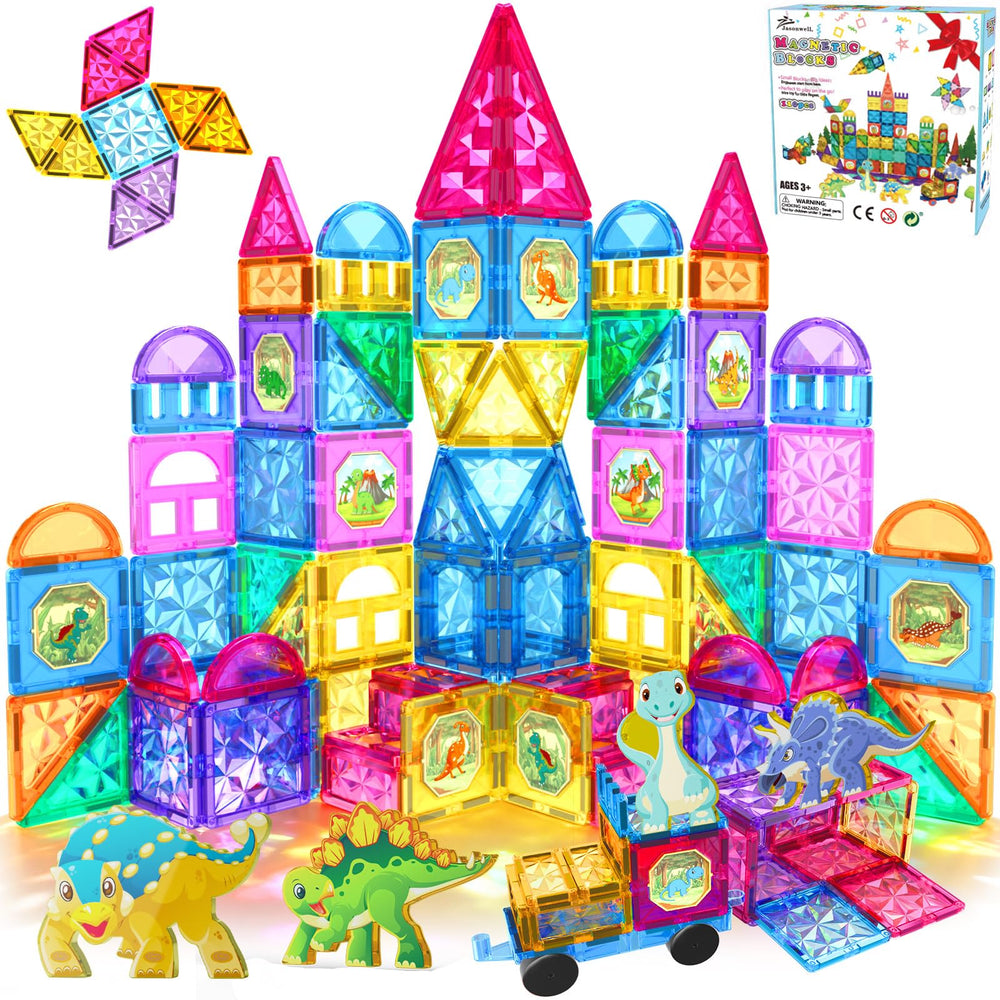 Jasonwell magnetic tiles dinosaur figures for imaginative play.