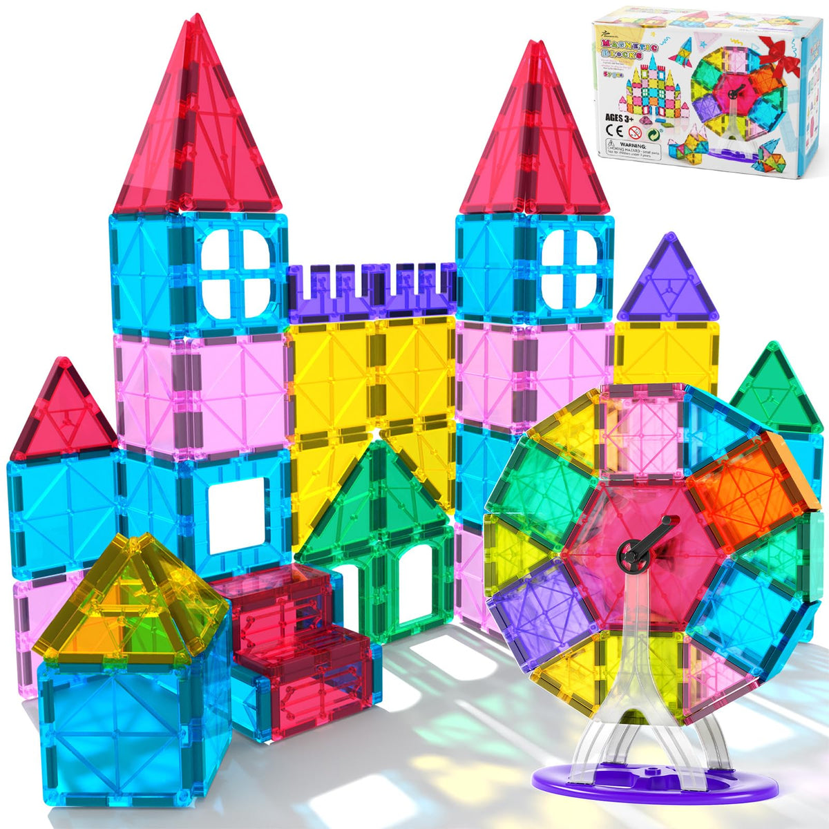 Jasonwell magnetic tiles Ferris wheel in action for imaginative play