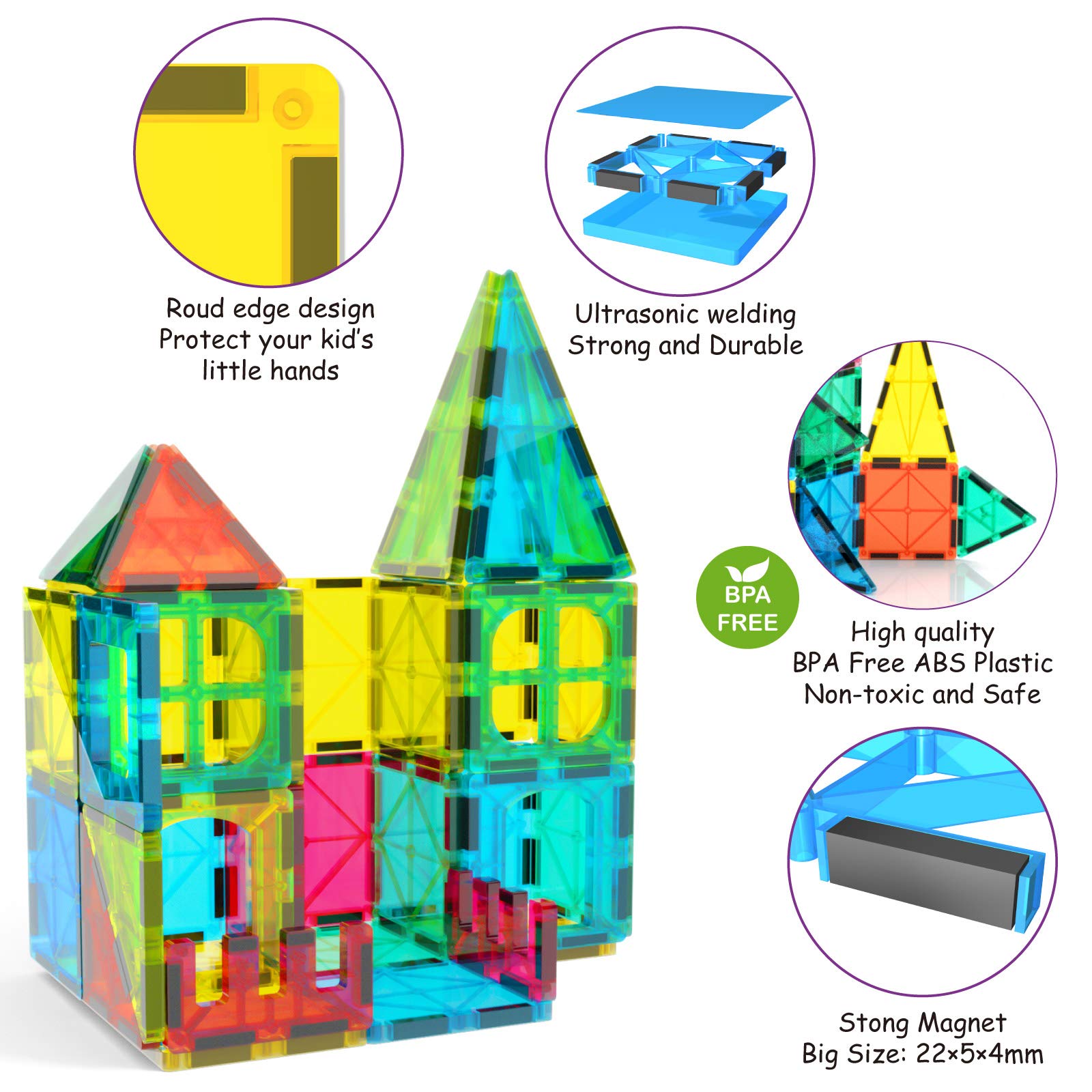 Jasonwell magnetic tiles pattern-creation demonstrates versatile shapes for budding architects.