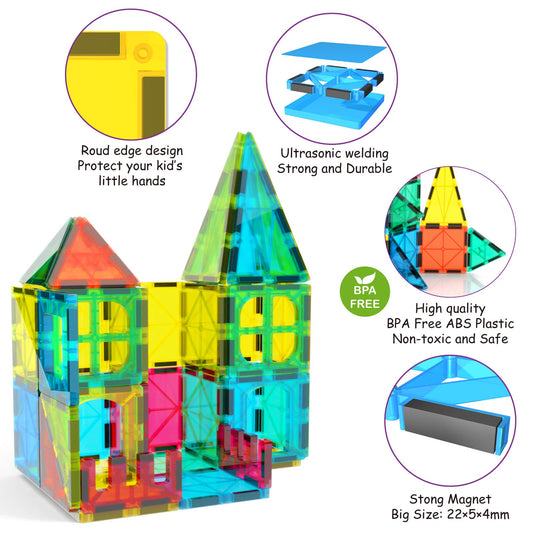 Jasonwell magnetic tiles pattern-creation demonstrates versatile shapes for budding architects.