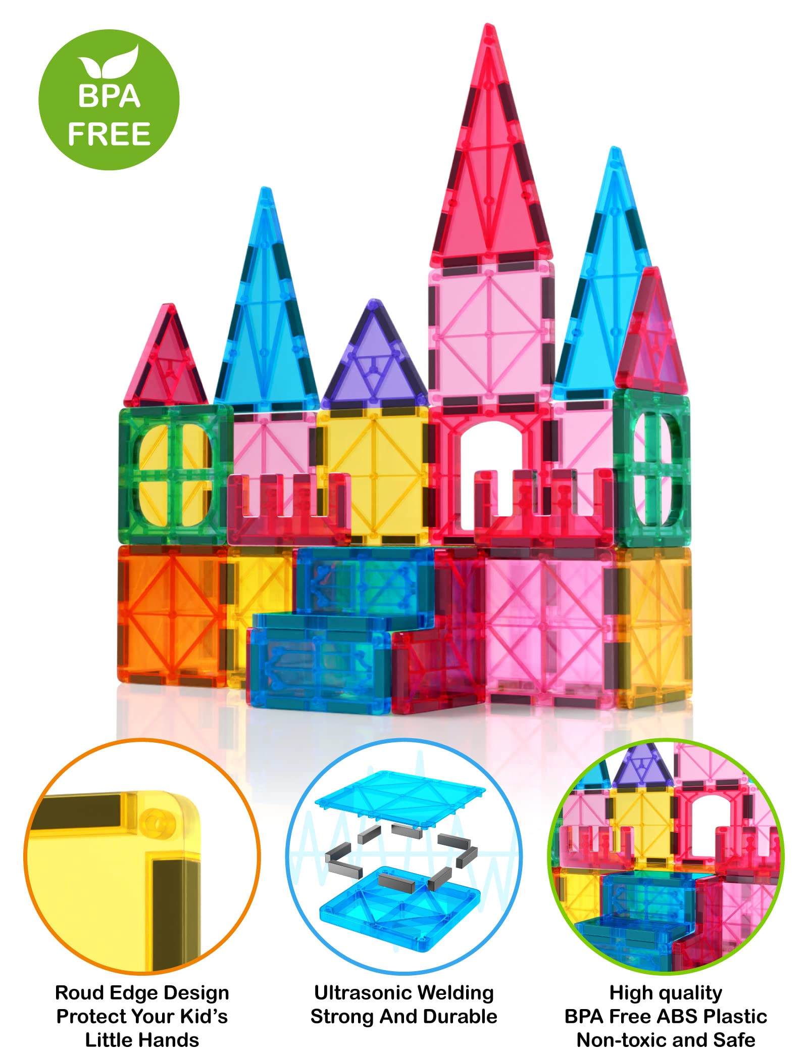 Jasonwell magnetic tiles for classroom or home learning and engineering basics