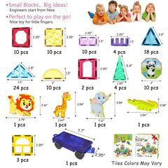 Jasonwell magnetic tiles STEM-learning builds color sense and geometry skills.