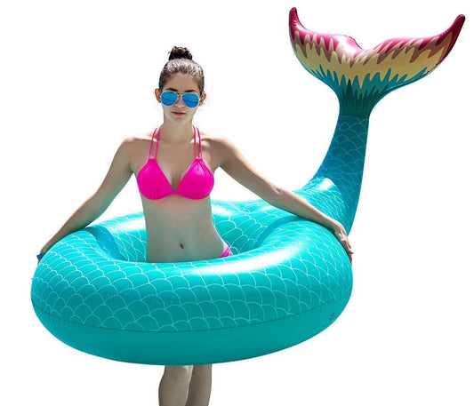 Jasonwell mermaid tail pool float in green by the pool for stylish lounging