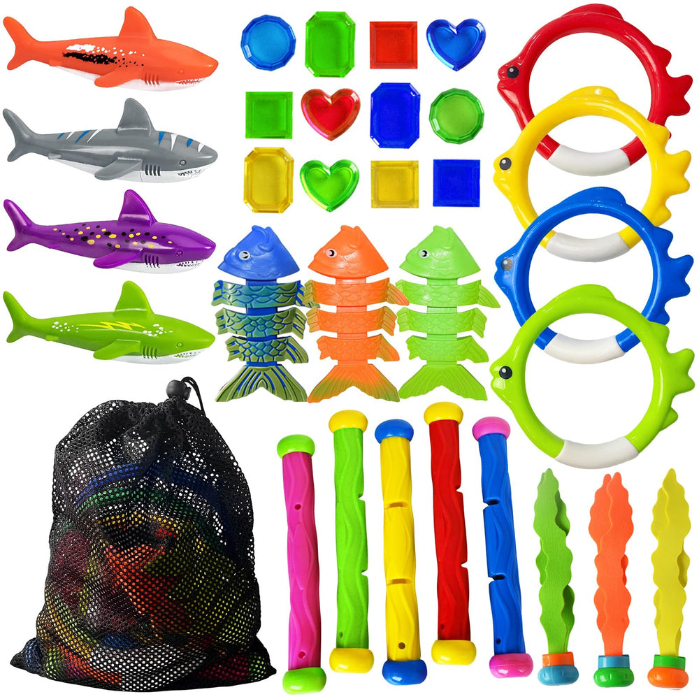 Jasonwell pool diving toys set with rings and sticks for treasure hunts