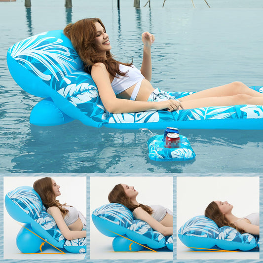 Jasonwell pool float with built-in drink holders for easy beverages while you relax.