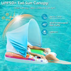 Jasonwell pool float with canopy backrest and armrests offers stable, relaxed lounging.