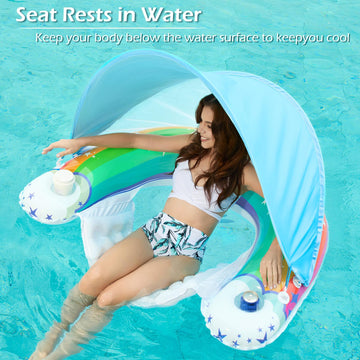 Jasonwell pool float with canopy cup holders keep your drink within reach.
