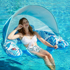 Jasonwell pool float with canopy delivers shaded lounging for sunny pool days
