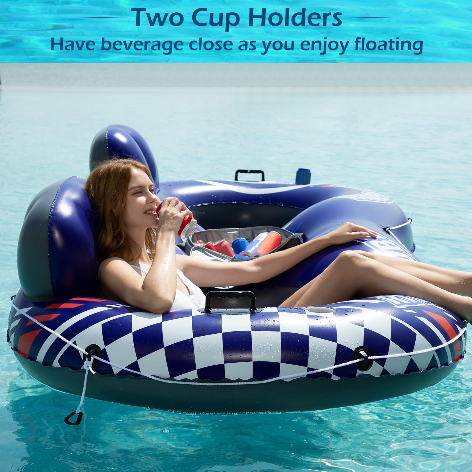 Jasonwell removable insulated cooler keeps drinks cold during lake and river adventures.