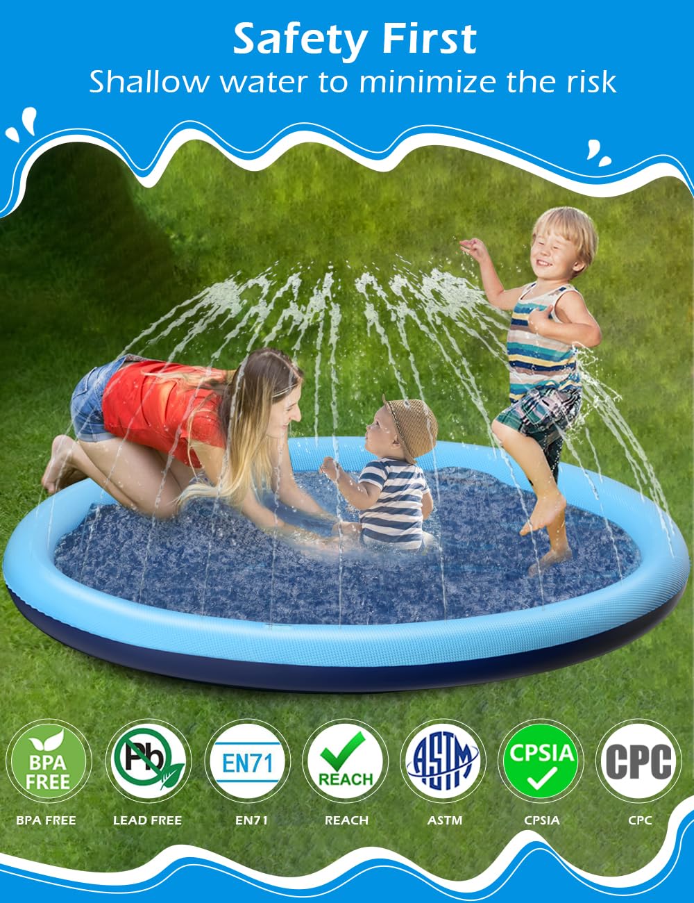 Jasonwell splash pad easy garden hose setup for quick backyard play.