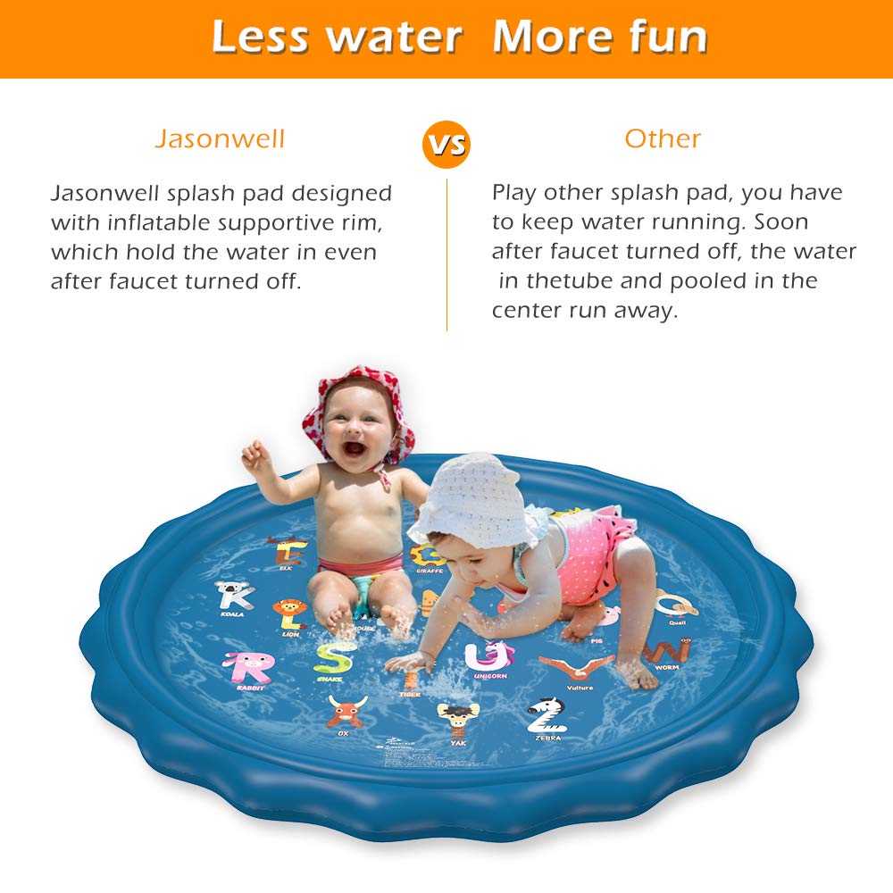 Jasonwell splash pad connected to garden hose for quick setup