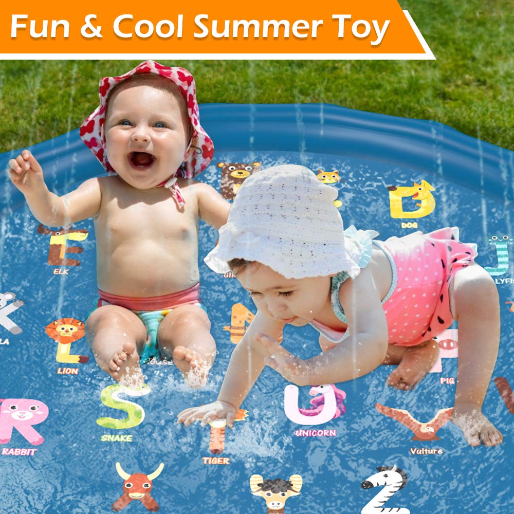 Jasonwell splash pad kids playing under sprinkler spray in sunny backyard