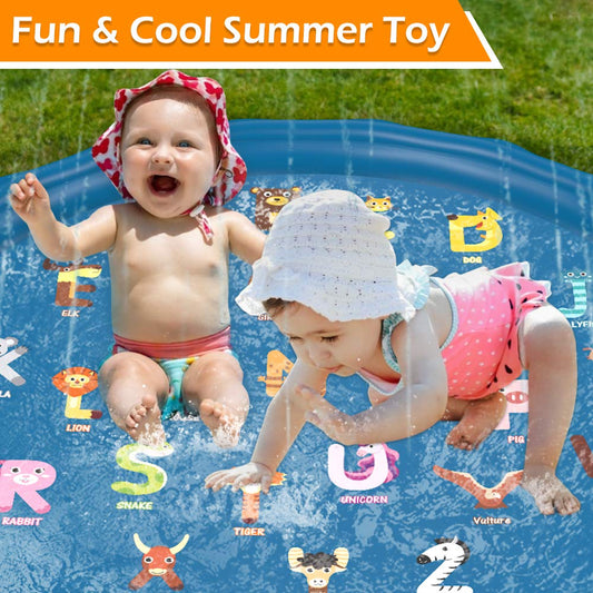 Jasonwell splash pad kids playing under sprinkler spray in sunny backyard