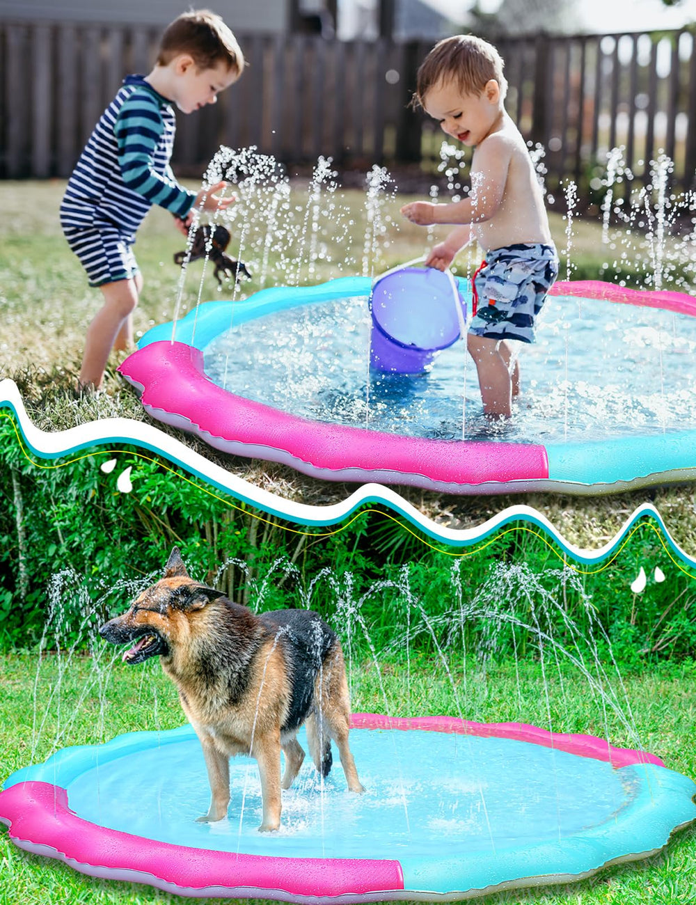 Jasonwell Splash Pad with water fountain action for cooling and outdoor fun.
