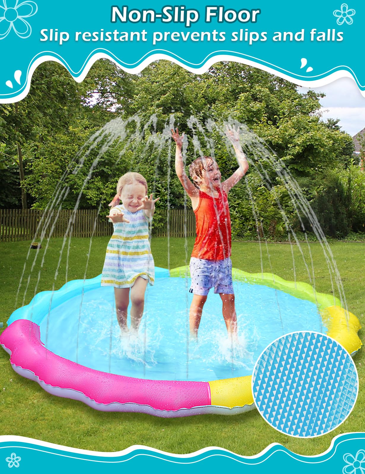 Jasonwell splash pad water spray fountain for kids and pets.