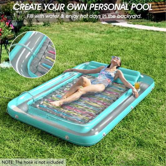 Jasonwell sun tan tub lounge raft resting on water for cooling while sunbathing.