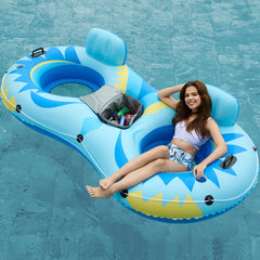 Jasonwell two-person inflatable river tube with backrest for comfortable lounging