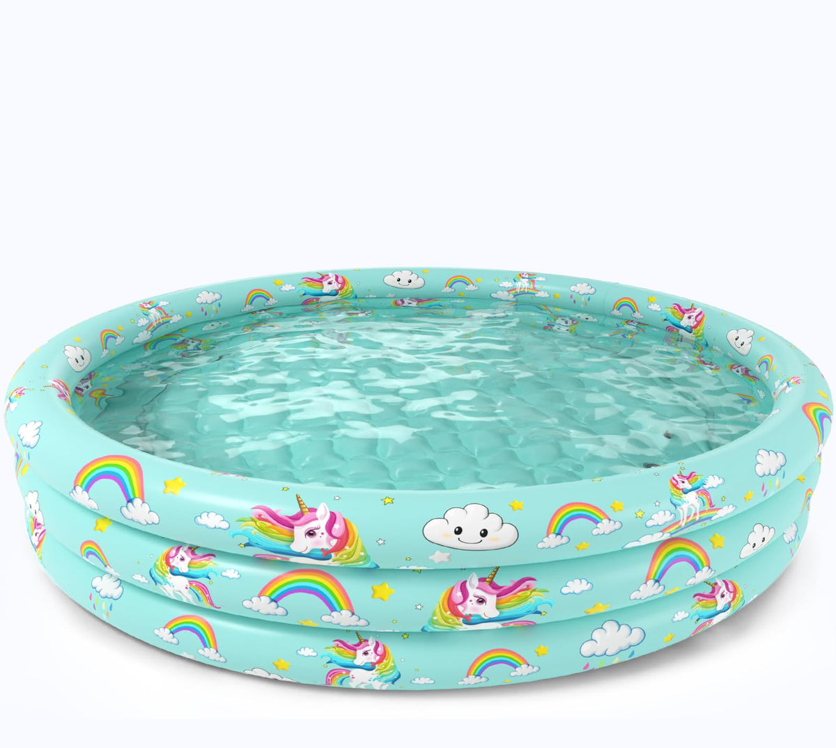 Jasonwell unicorn 59in inflatable pool with cushioned bottom for toddler comfort.