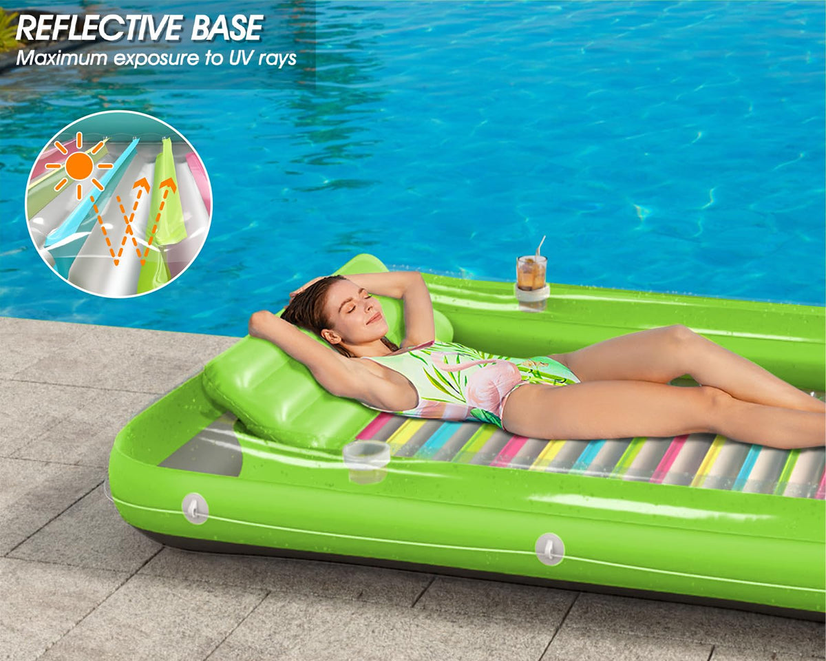 Jasonwell water-filled tanning tub keeps you cool while relaxing.