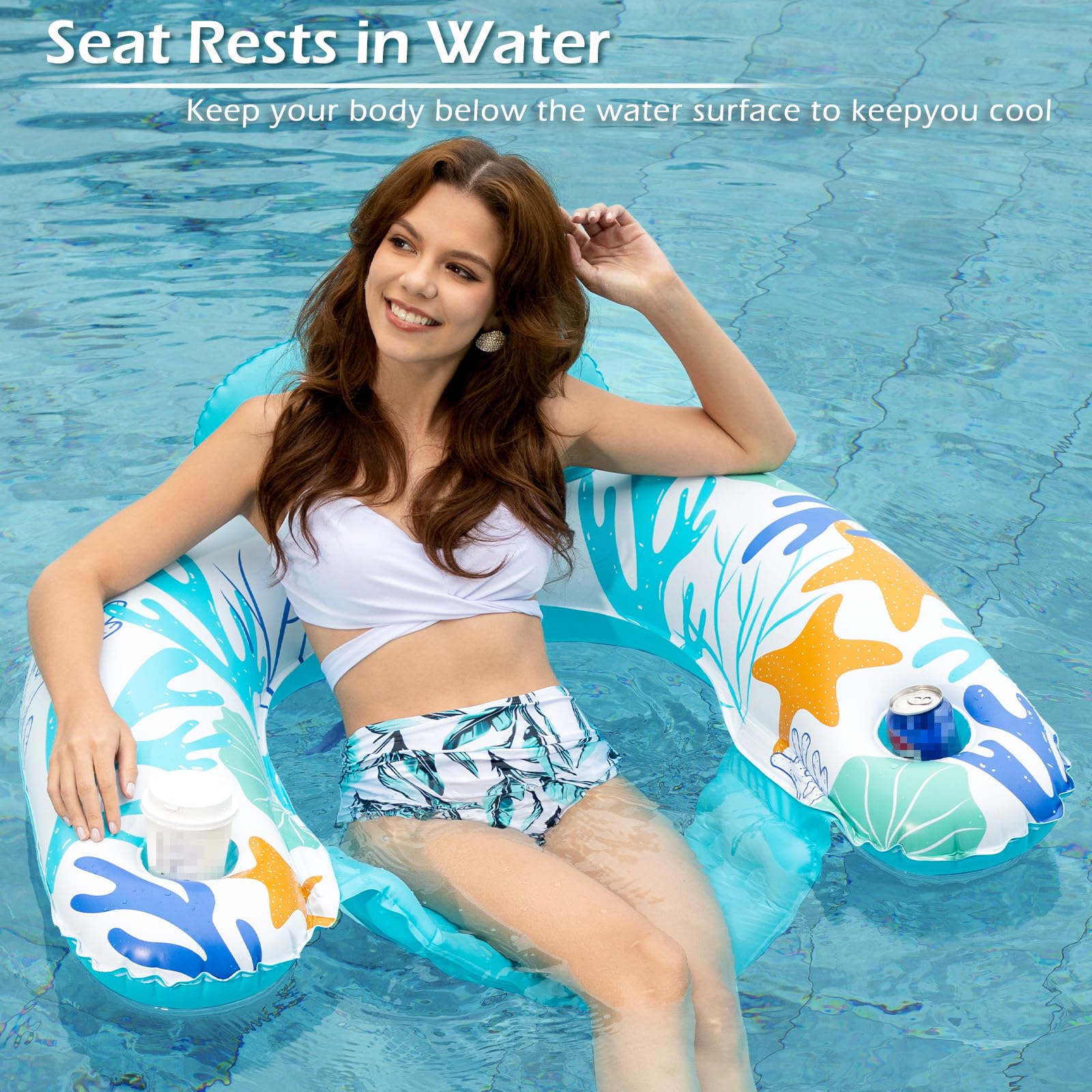 Jasonwell waterline float shows backrest while you relax in the pool