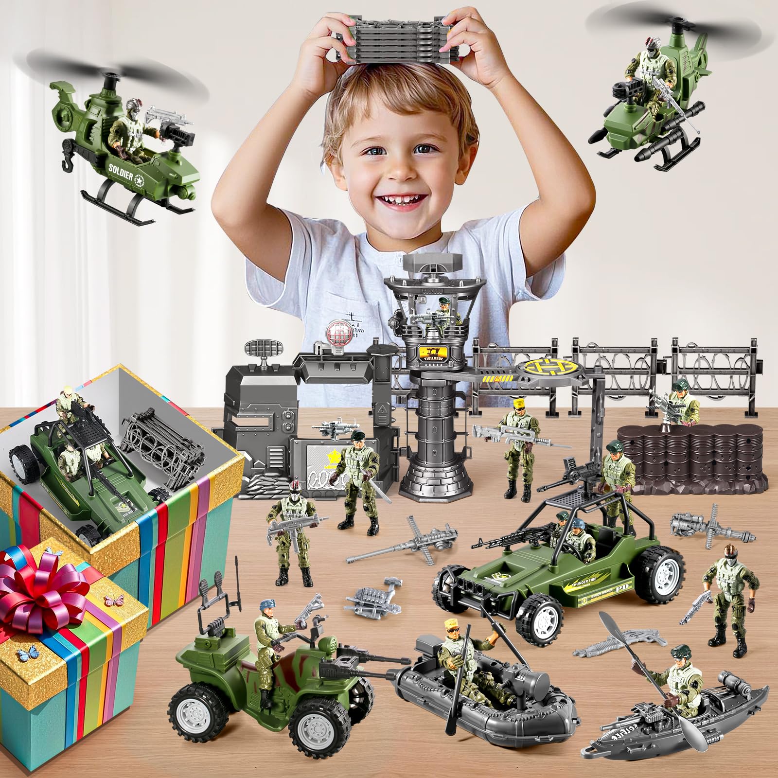 JASSKKBO army men action figures image shows detailed camo figures for play.