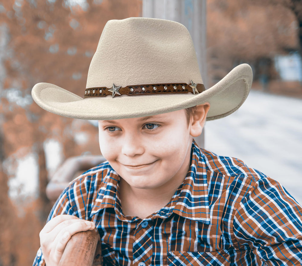 Jastore beige cowboy hat crafted from lightweight breathable felt