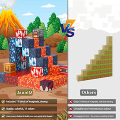 JauniQ magnetic blocks close-up reveals sturdy magnets and durable blocks.