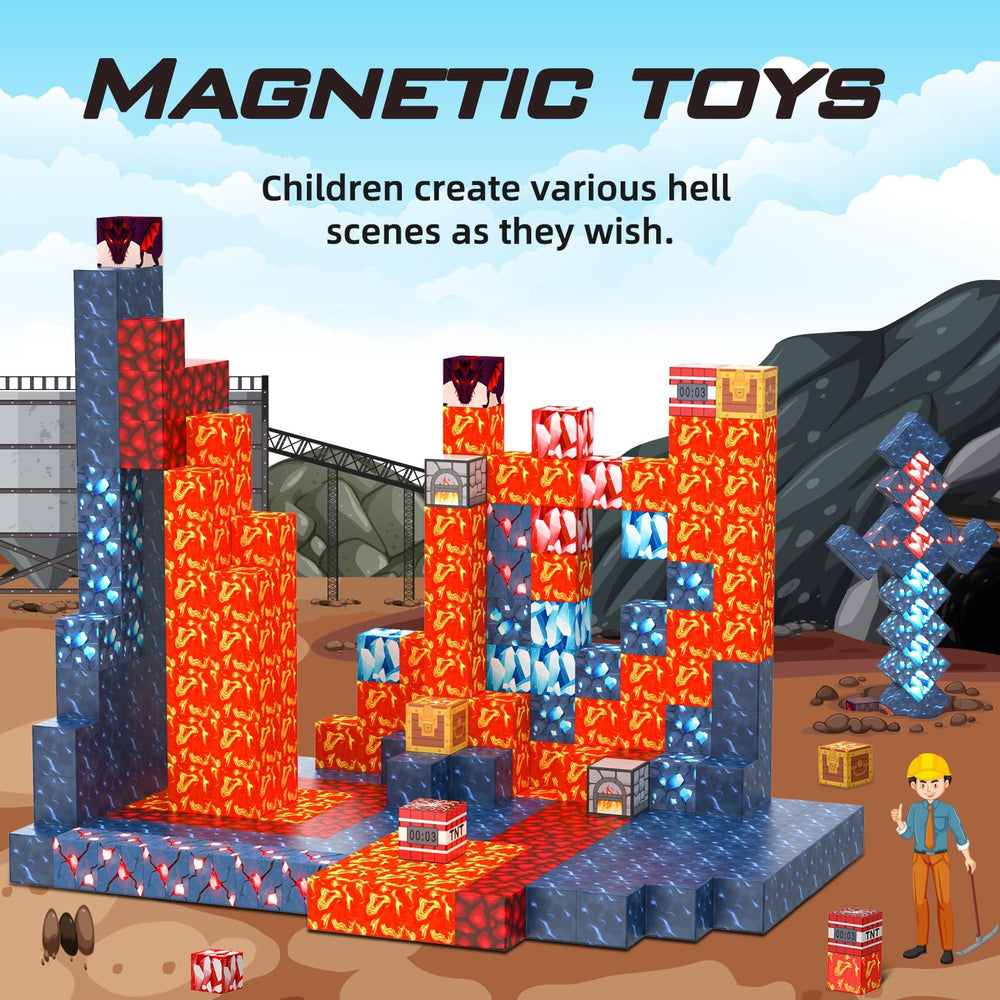 JauniQ magnetic blocks sapphire and ruby brighten builds with vibrant color.