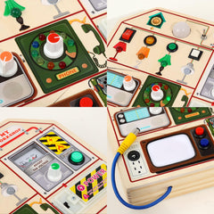 JAUNTY Busy Board travel-compact in use for on-the-go activities.