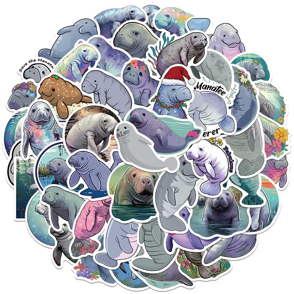 Jaurney Manatee stickers for party favors and DIY crafts.