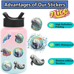 Jaurney Manatee stickers on a phone case resist fading and peeling.