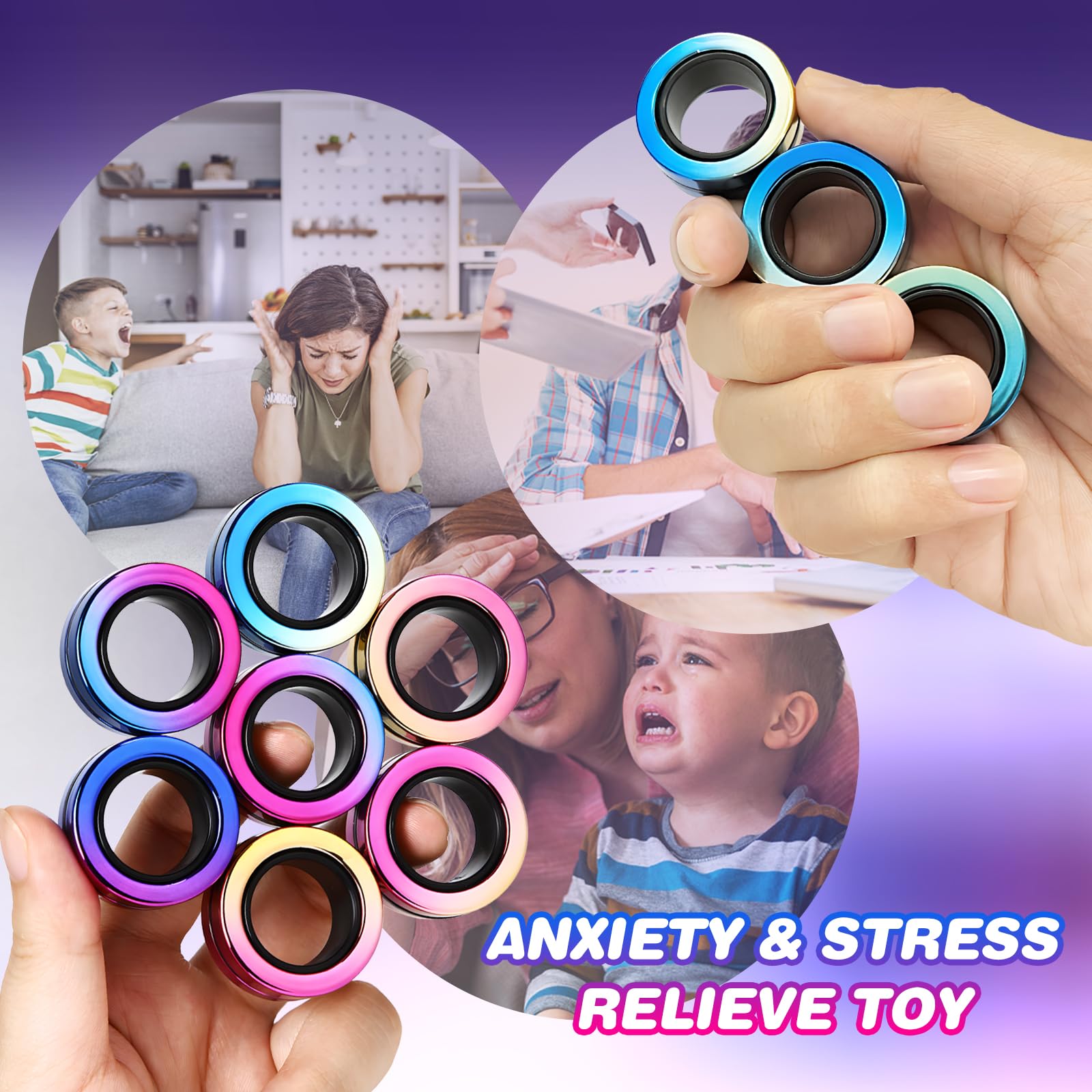 Jawhock 9-pack magnetic rings close-up colors showing smooth finish for seamless handling.