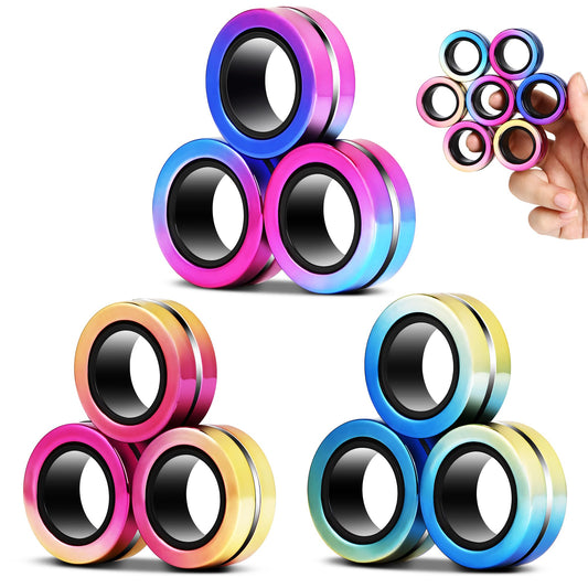 Jawhock 9-pack magnetic rings in vibrant colors for engaging sensory play.
