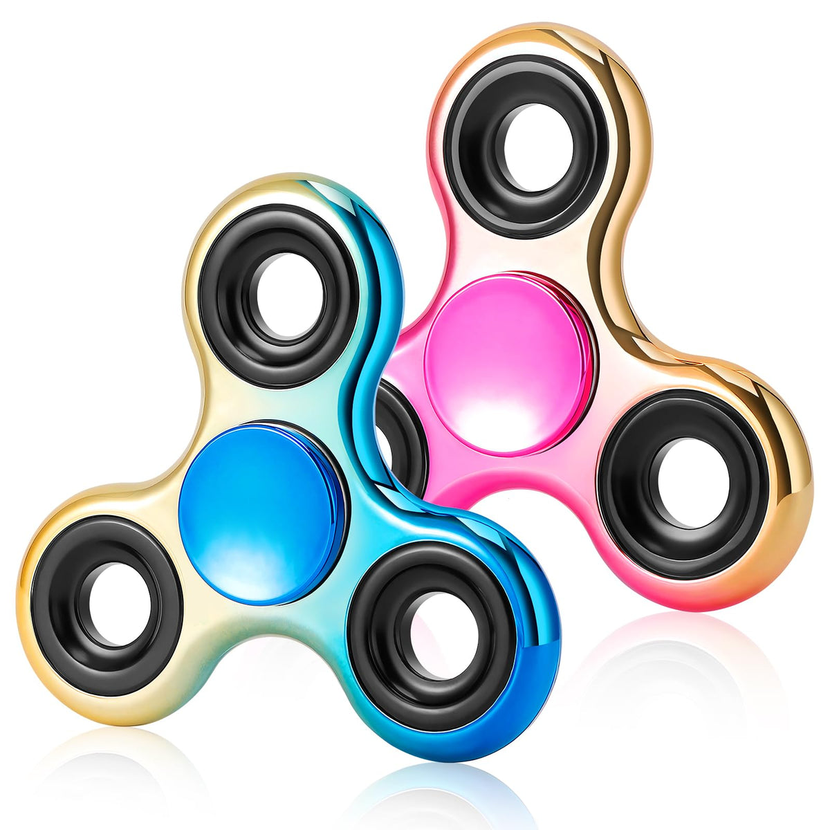 Jawhock two-pack fidget spinner in rose gold and blue gold for portable focus.
