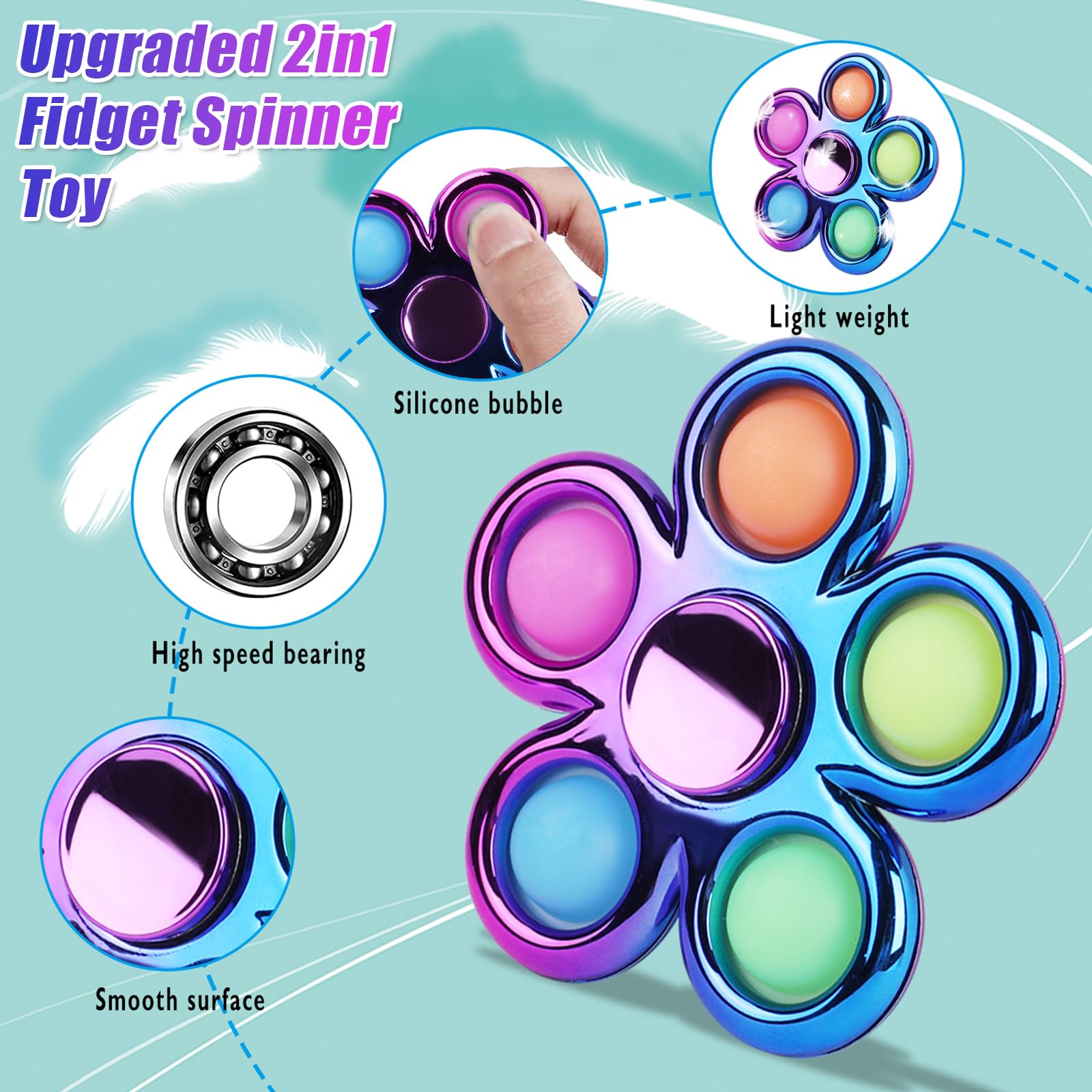 Jawhock Pop Fidget Spinner ABS and silicone materials for durability