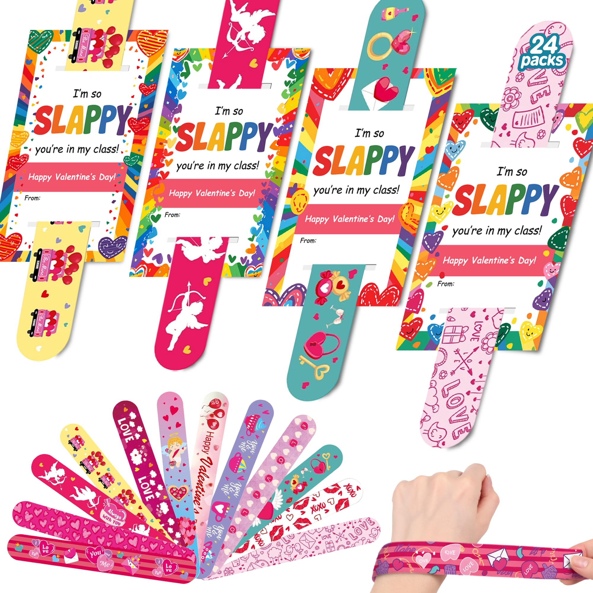 JAXXERO valentines cards with slap bracelets for classroom exchanges.