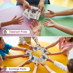 Kids exchanging JAXXERO Valentine cards in a classroom