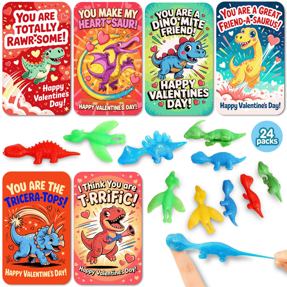 JAXXERO valentines dino card 24-pack—perfect for classroom exchanges.
