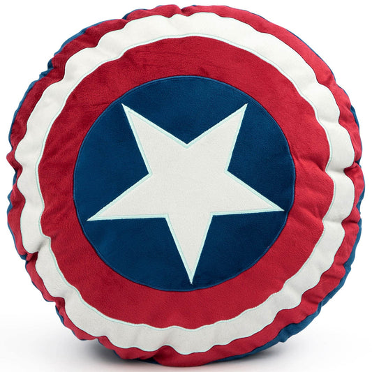 Jay Franco Avengers Captain's Shield decorative pillow front view boosts kid-friendly room color