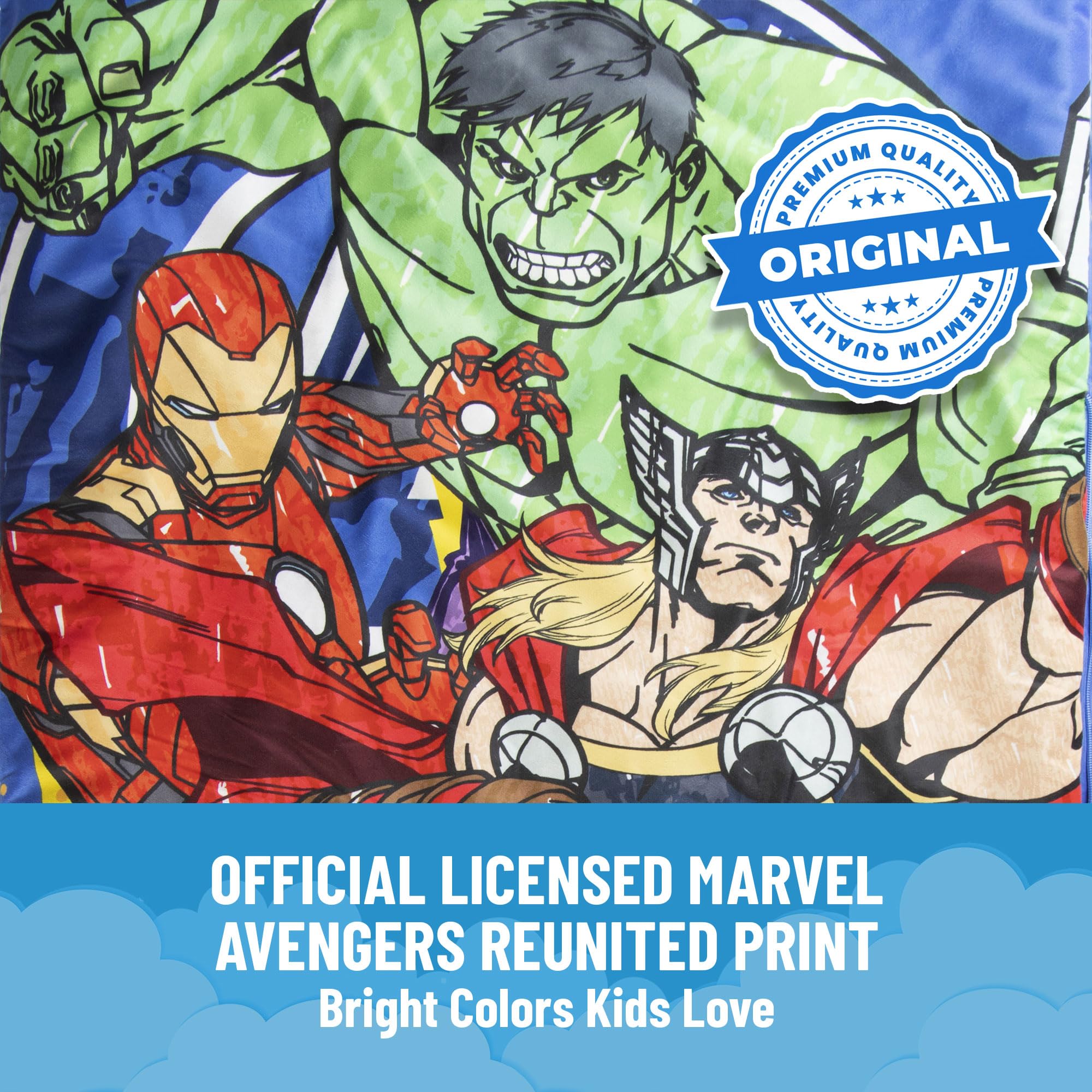Gift-ready Avengers slumber set ideal for sleepovers.