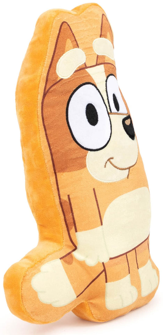Jay Franco Bluey Bingo pillow side view, compact 14-inch cuddle buddy.