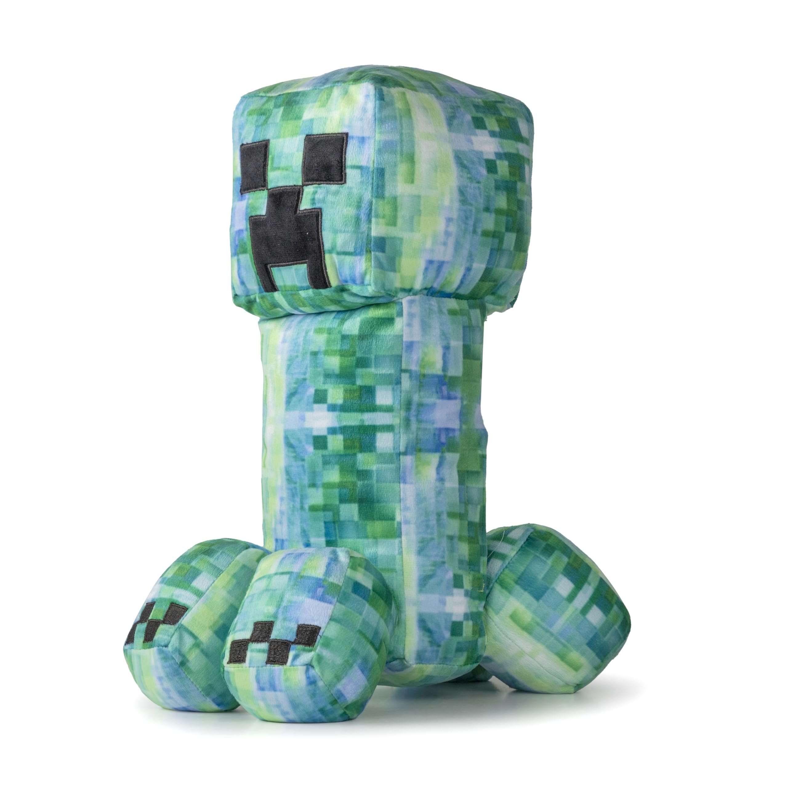 Jay Franco Creeper face detail plush for playful Minecraft decor.
