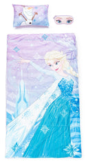 Jay Franco Disney Frozen Let It Go slumber bag with Elsa and Olaf for cozy sleepovers