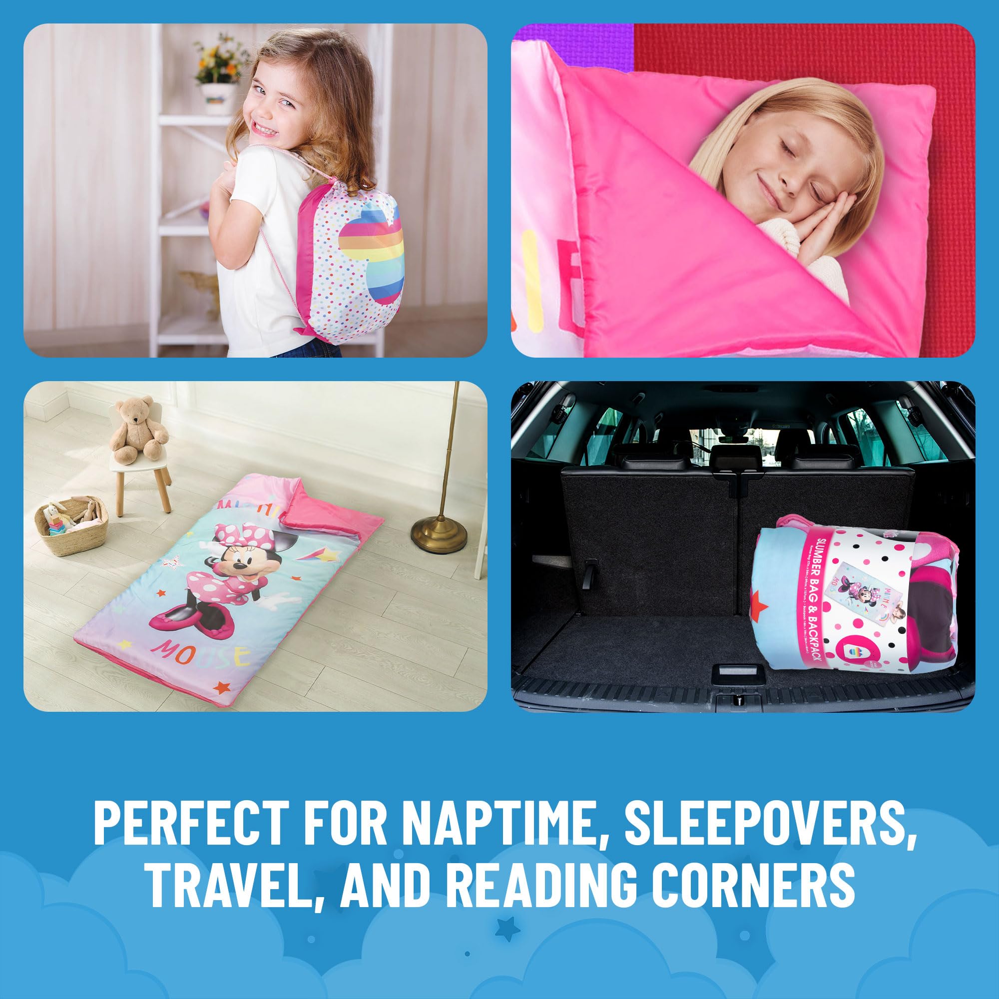 Jay Franco Minnie Mouse Bowtique bedroom display adds playful bedtime decor.